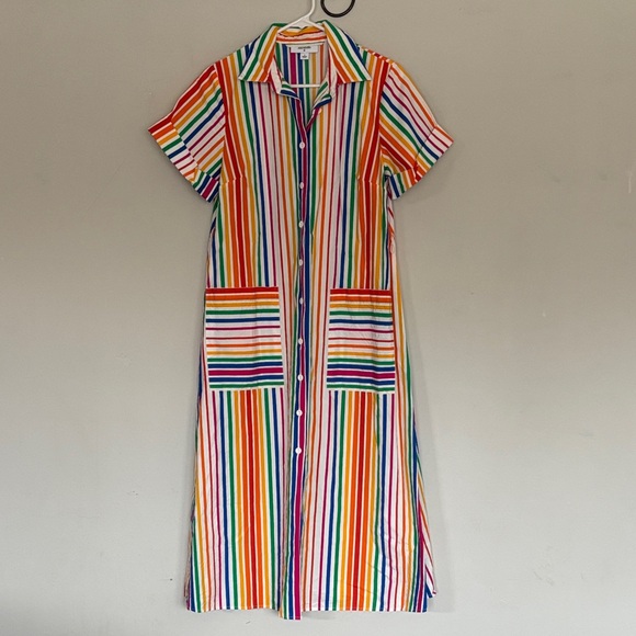 Christopher John Rogers Dresses & Skirts - Christopher John Roger’s Colorful Rainbow Stripe Button-Front Dress
